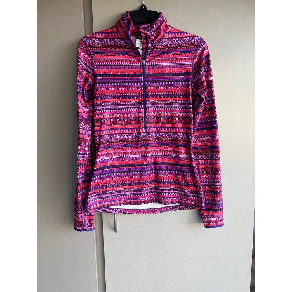 Nike Pro Dri Fit Running 1/4 Zip Running Top Pink Purple Size S